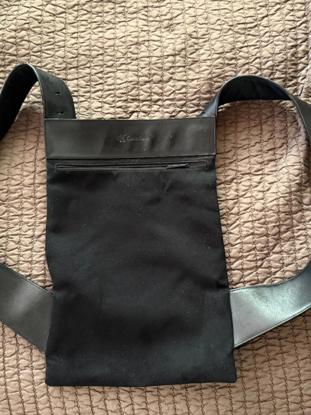 CK Calvin Klein Flat Modern Backpack with Zippers frnt large pocket & bk sm